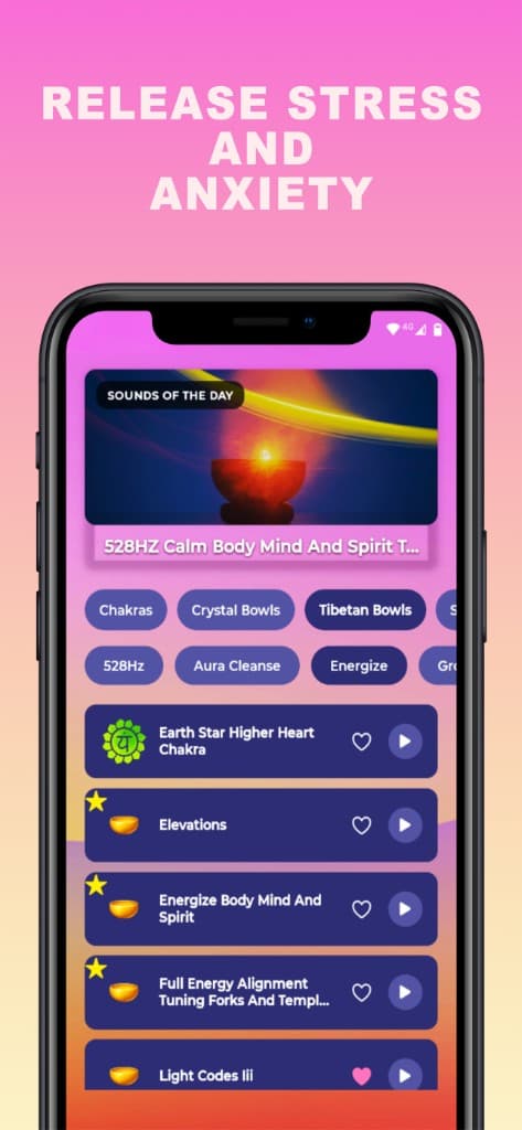 Release stress and anxiety with the Chakratones sound healing app — calming healing sounds and tones for daily listening