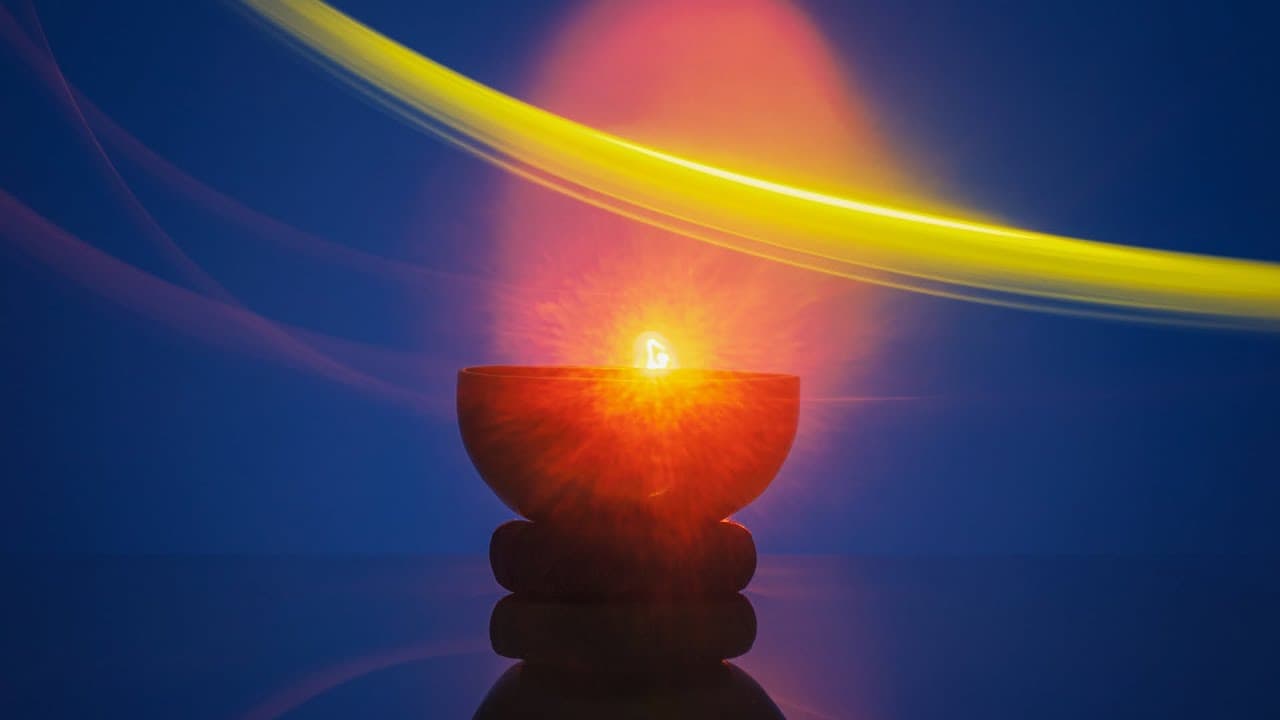 Tibetan singing bowl with radiant golden light — sound bath and sound healing featured image